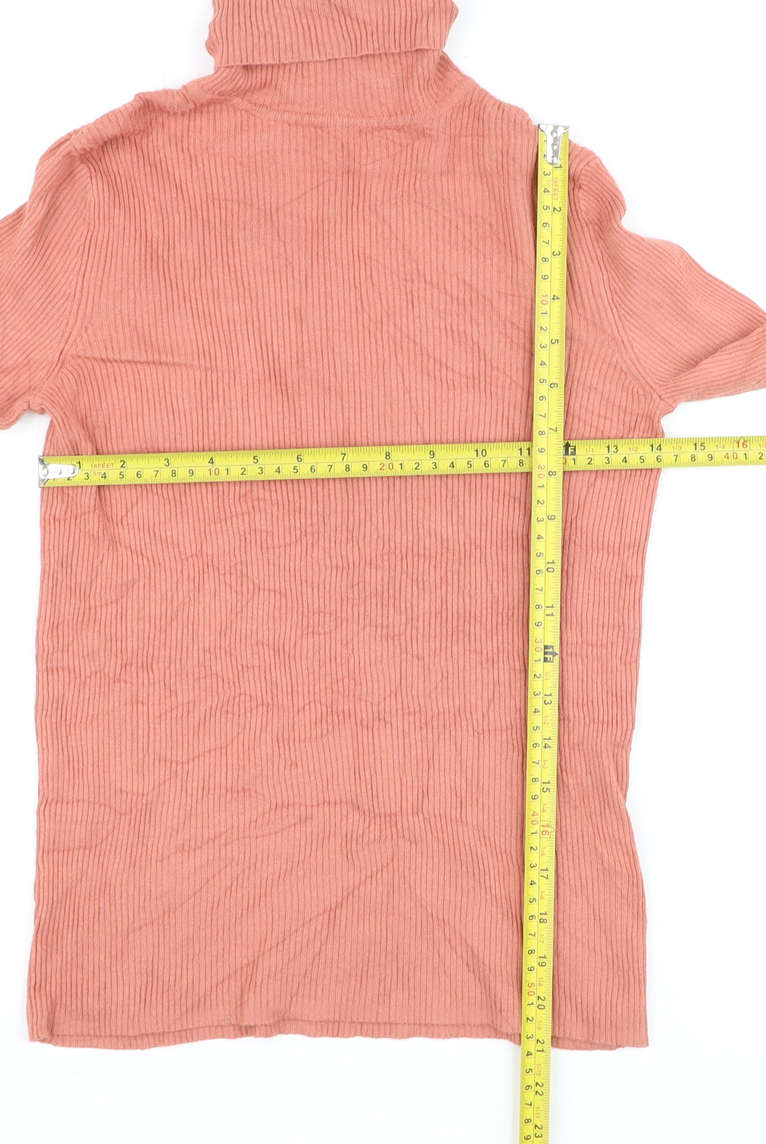 Marks and Spencer Women’s Pink Roll Neck Ribbed Cotton Jumper Size 10