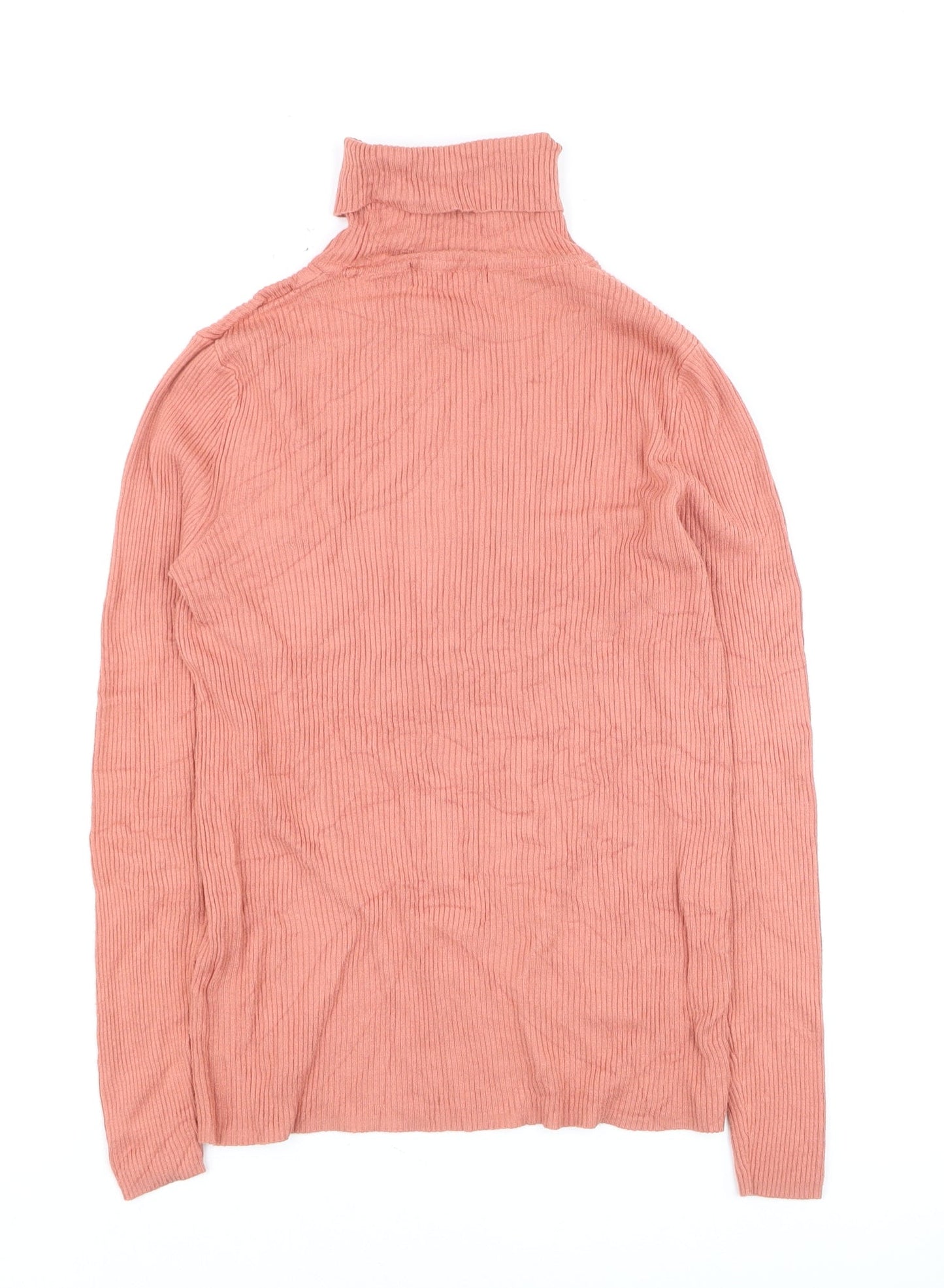 Marks and Spencer Women’s Pink Roll Neck Ribbed Cotton Jumper Size 10