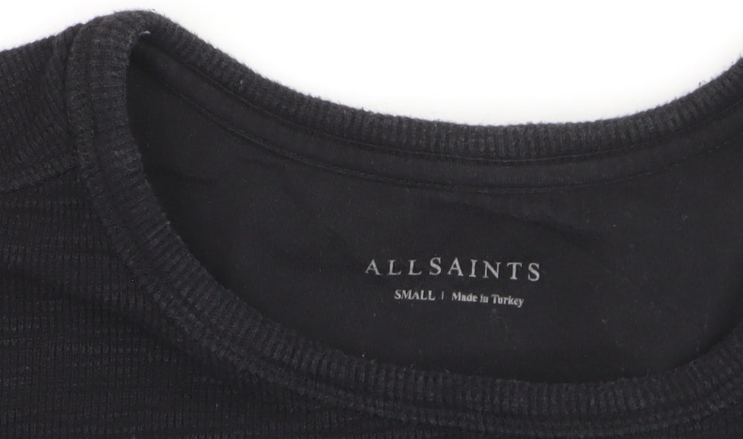AllSaints Men's Black Cotton Crew Neck Short Sleeve T-Shirt Size S
