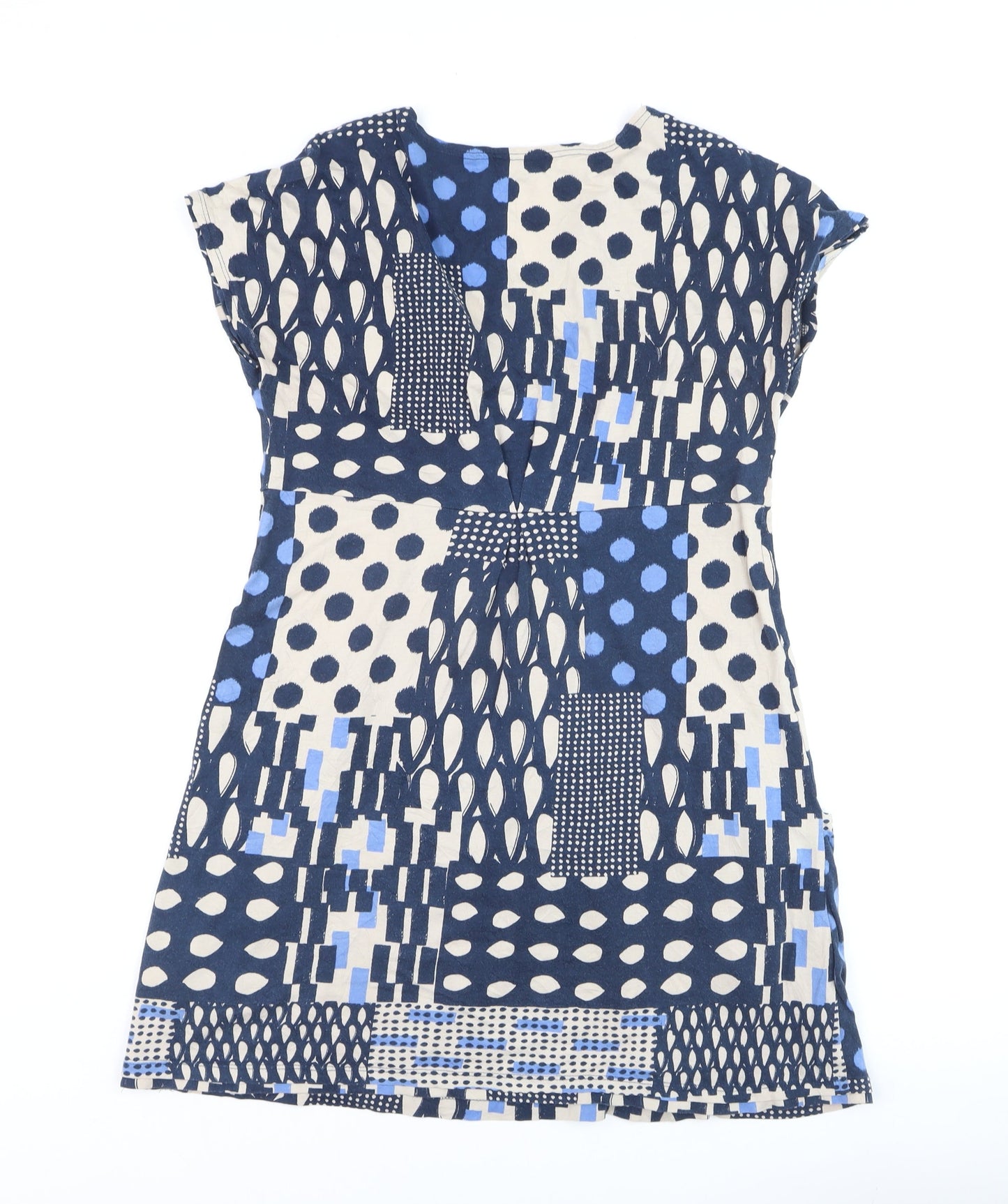 White Stuff Women’s Blue A-Line Jersey V-Neck Dress Size 12