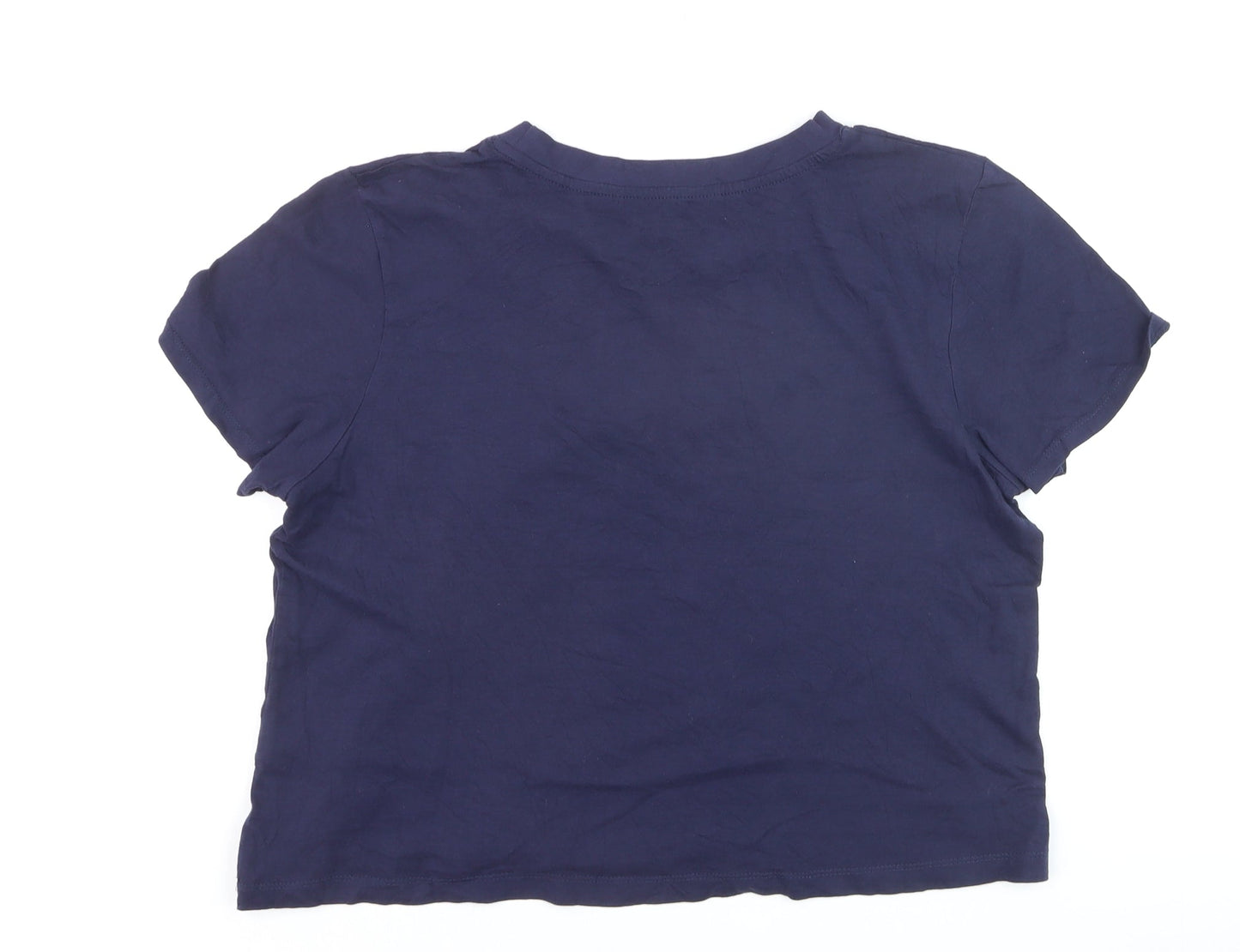 Primark Women's Blue Printed T-Shirt Size 12/14 Short Sleeve Casual Top