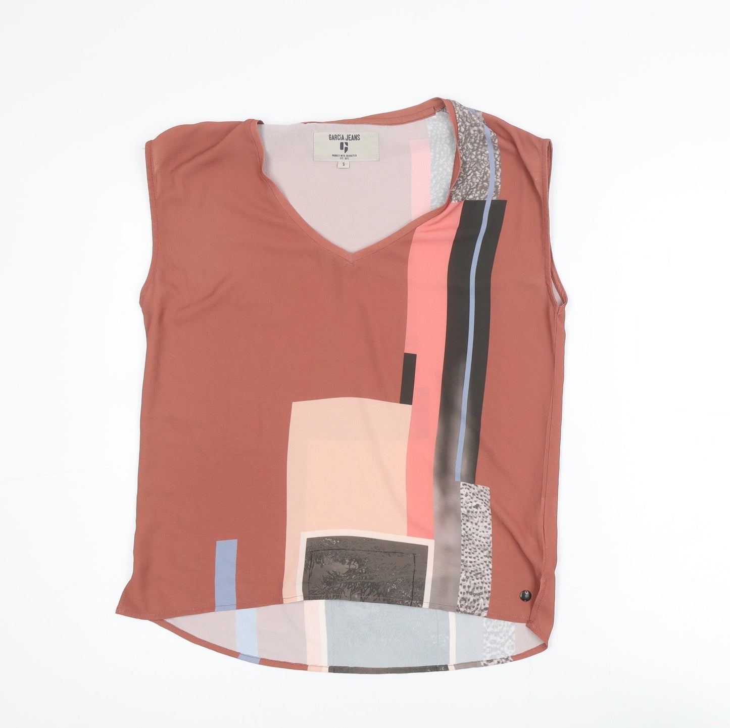 Garcia Jeans Womens Multicoloured Sleeveless V-Neck Blouse S