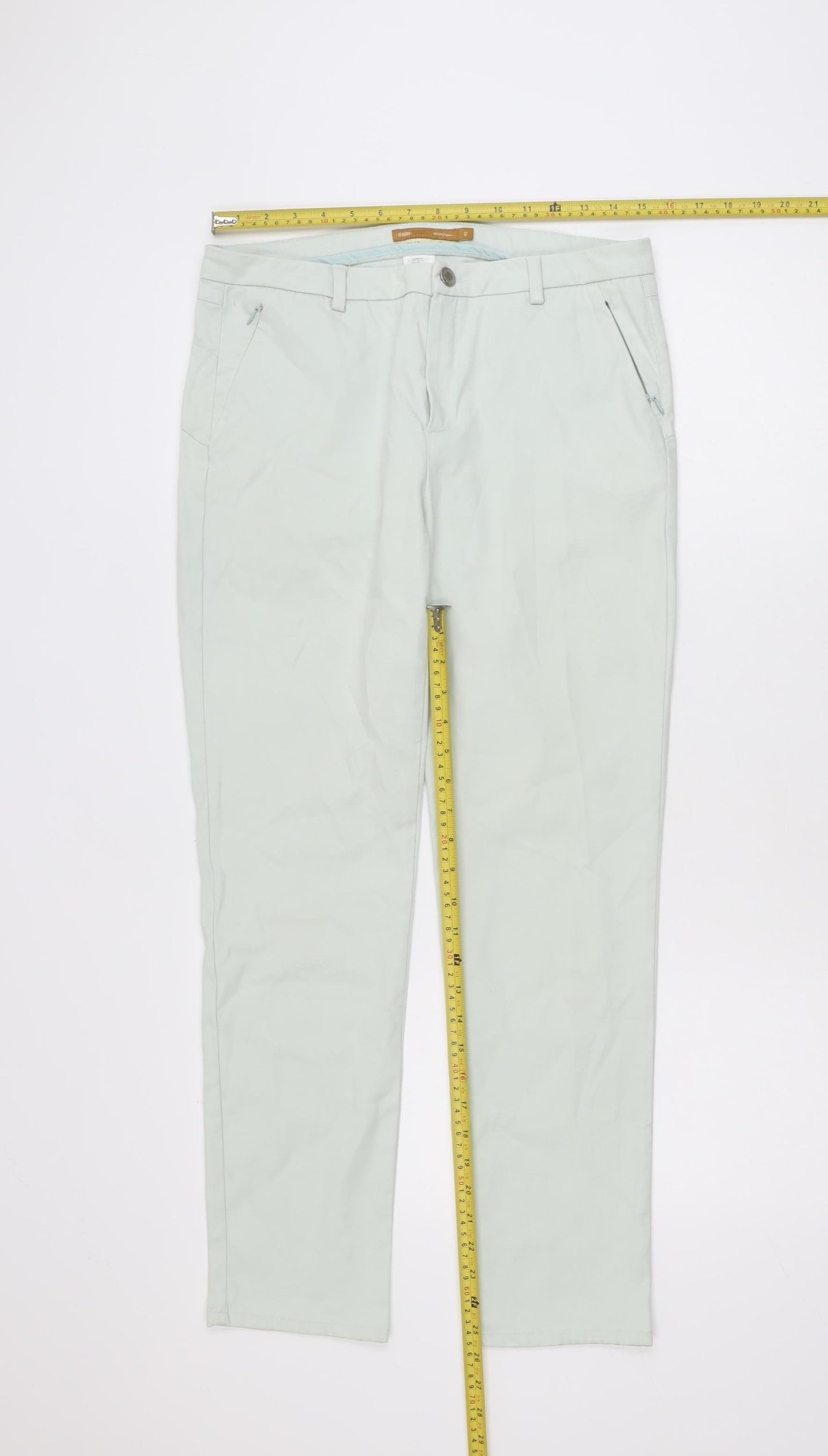 Zendra Women’s Beige Straight Leg Cotton Jeans Size 14