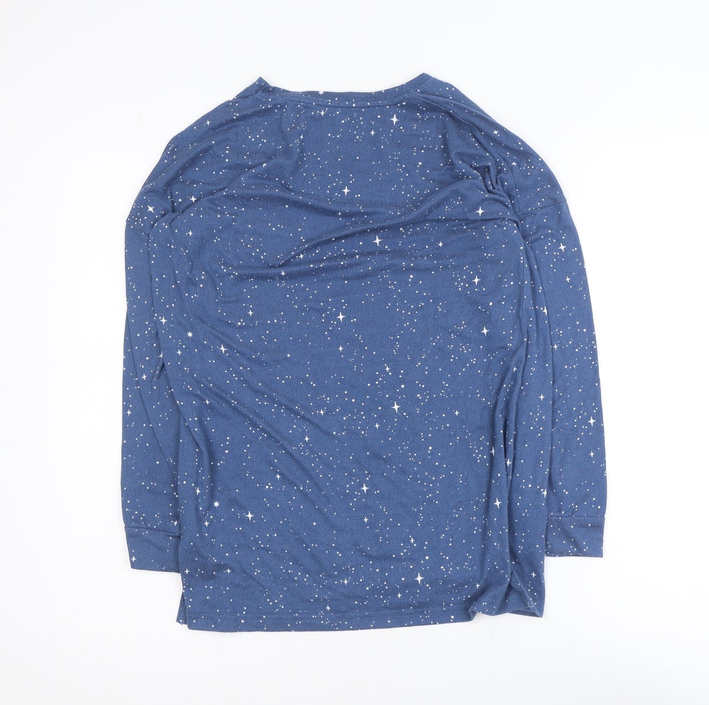 Dunnes Stores Women's Blue Star Print Long Sleeve Jersey T-Shirt XS