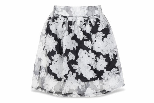 Rosie Fortescue Women Black Floral A-Line Skirt S Knee Length