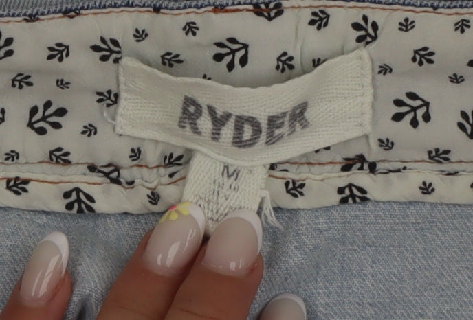 Ryder Women’s Blue Denim Boyfriend Shorts Size M High Waist Retro