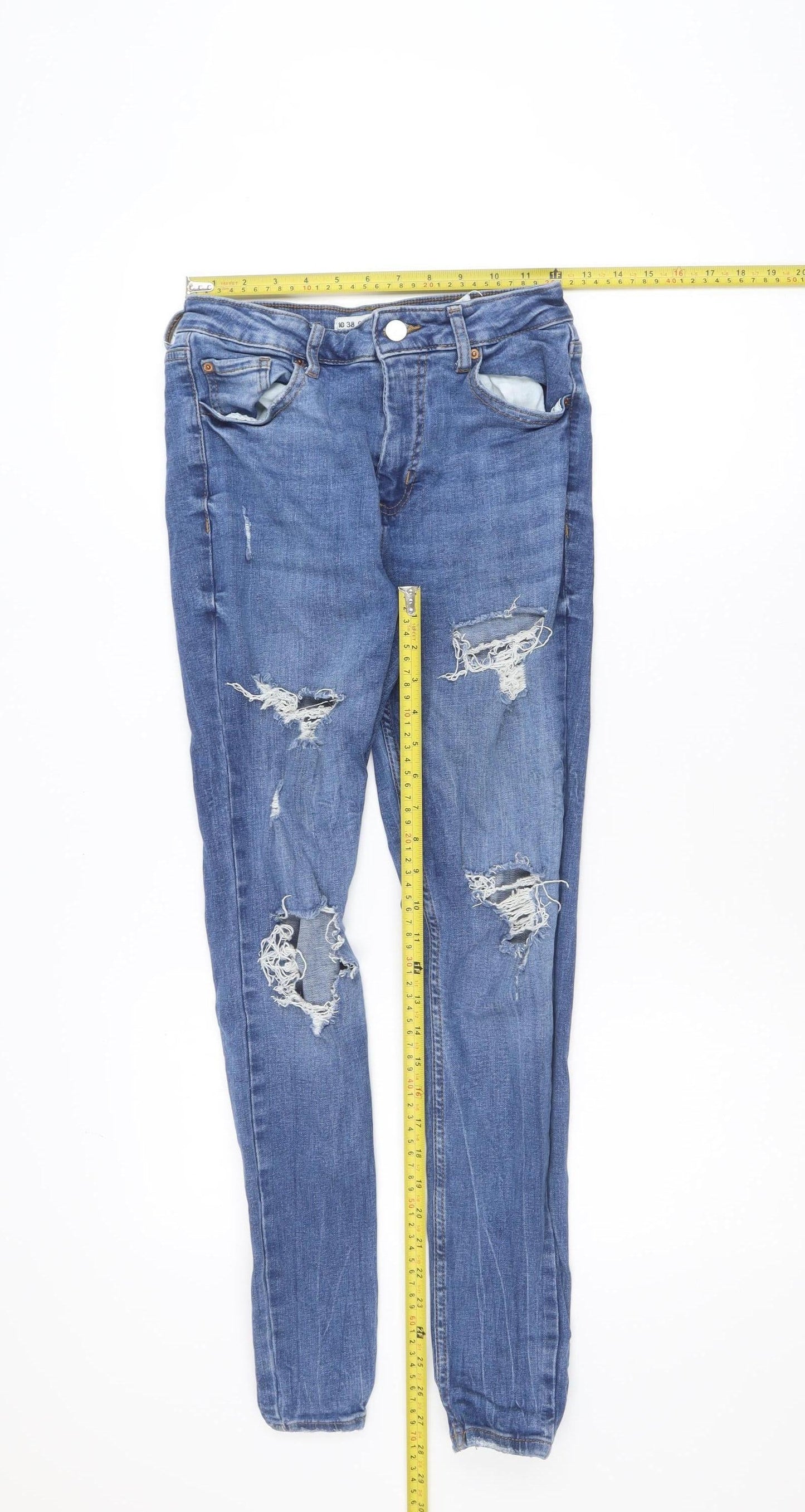 Primark Women’s Blue Distressed Skinny Jeans Size 10 Denim Co