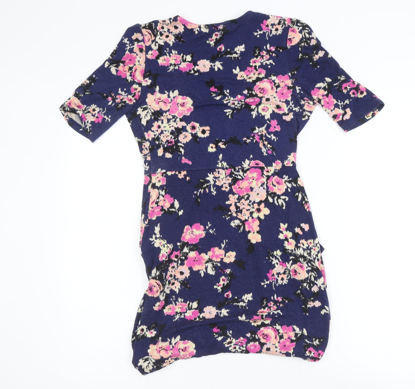 Billie & Blossom Women's Blue Floral V-Neck Wrap Dress Size 8