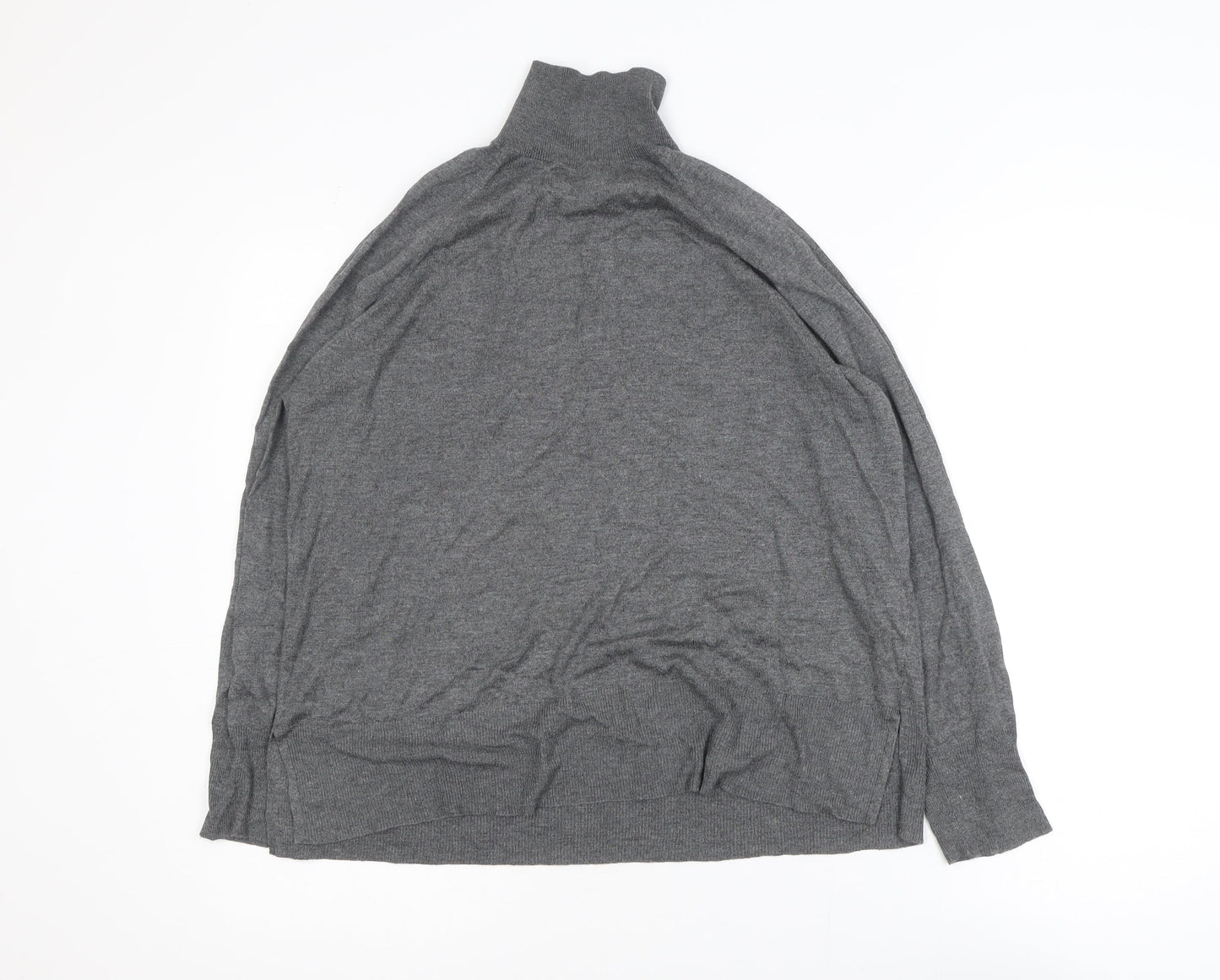 Zara Women’s Grey Roll Neck Knit Top Size 14 Long Sleeve