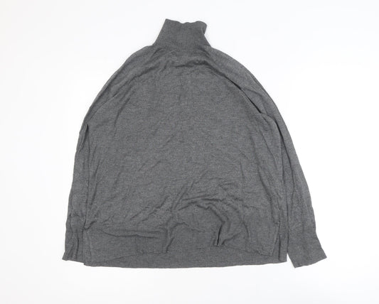 Zara Women’s Grey Roll Neck Knit Top Size 14 Long Sleeve