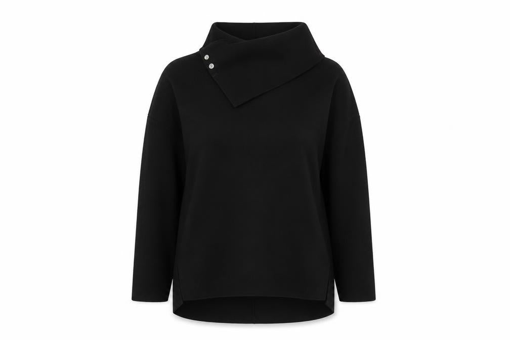 Zara Women Black Asymmetrical Collar Pullover Jumper Size 10