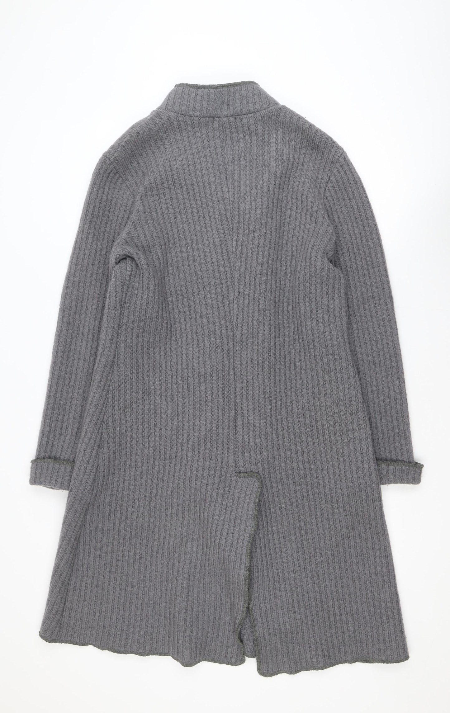 Rada Womens Grey Wool Blend Knit Coatigan Size 14 Button Long Sleeve