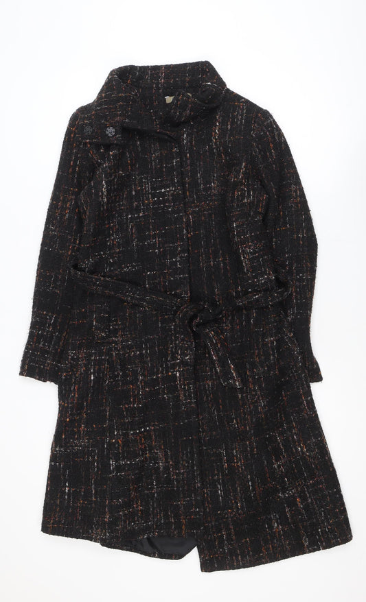 Pistachio Women’s Black Tweed Belted Overcoat Size 10/12