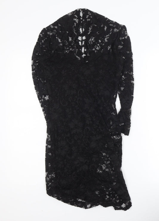 ASOS Women’s Black Lace Bodycon Knee Length Dress Size 6