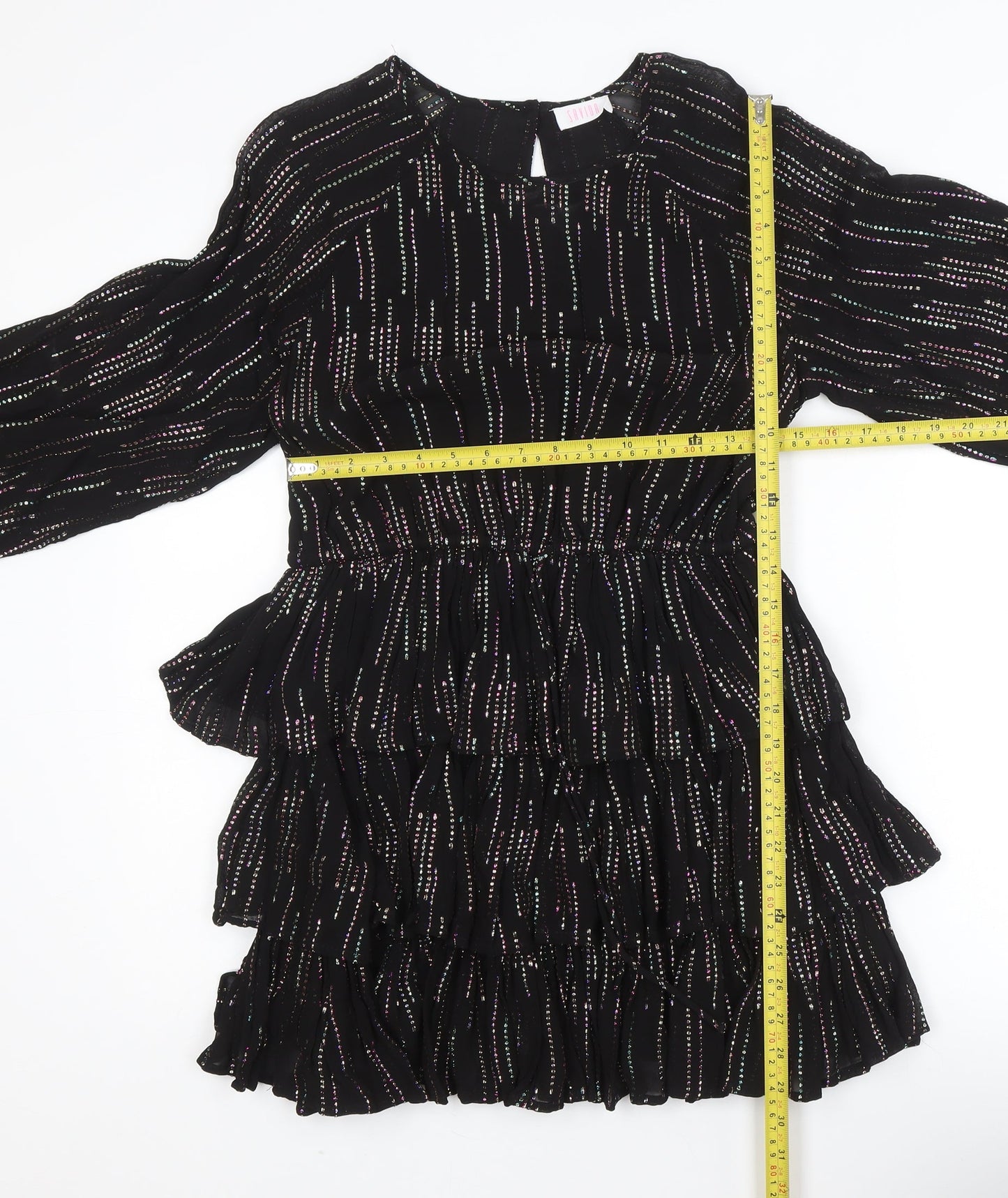 Savida Women’s Black Metallic Fit & Flare Mini Dress Size 8