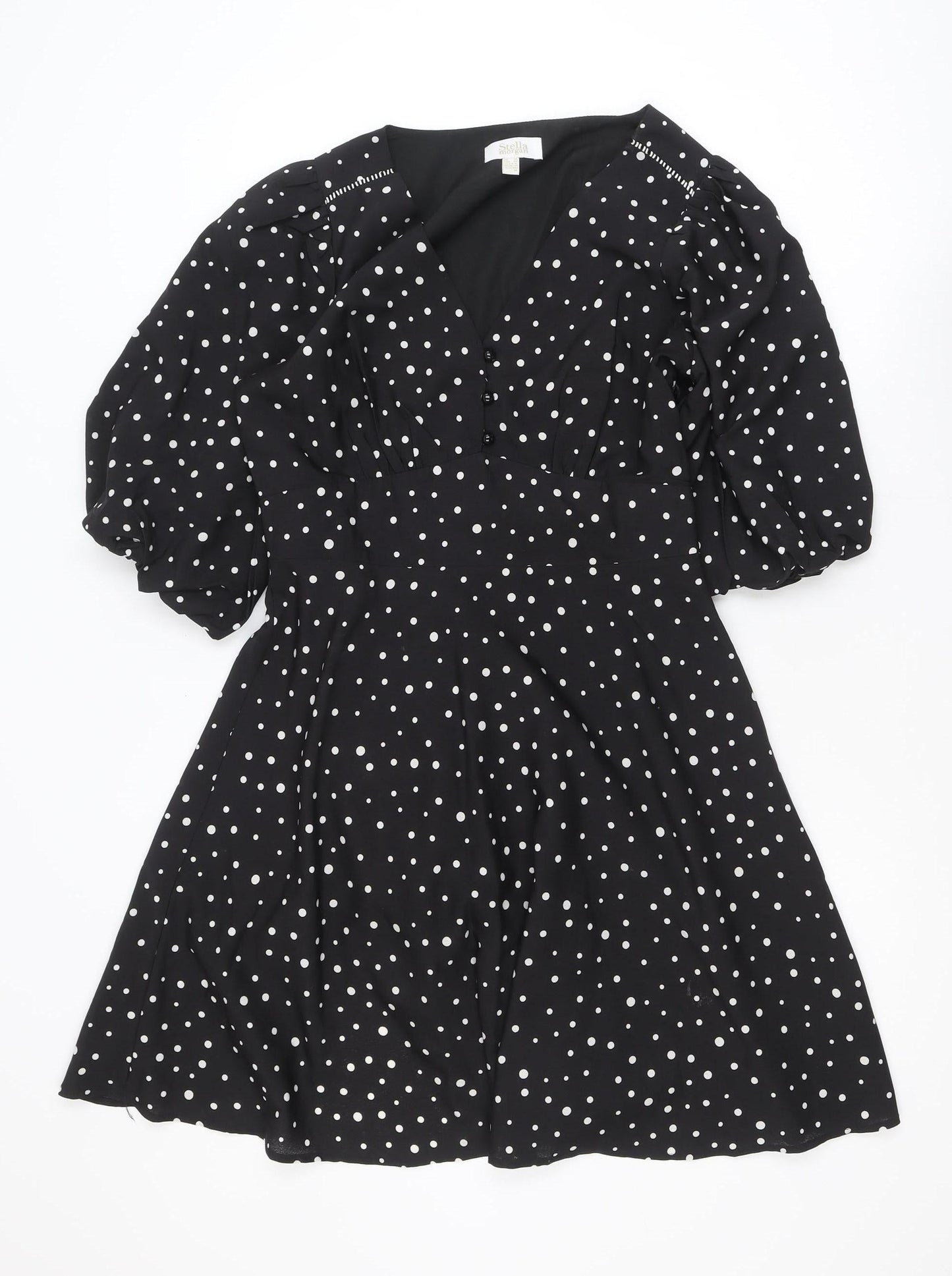Stella Morgan Women's Black Polka Dot A-Line Dress Size 10