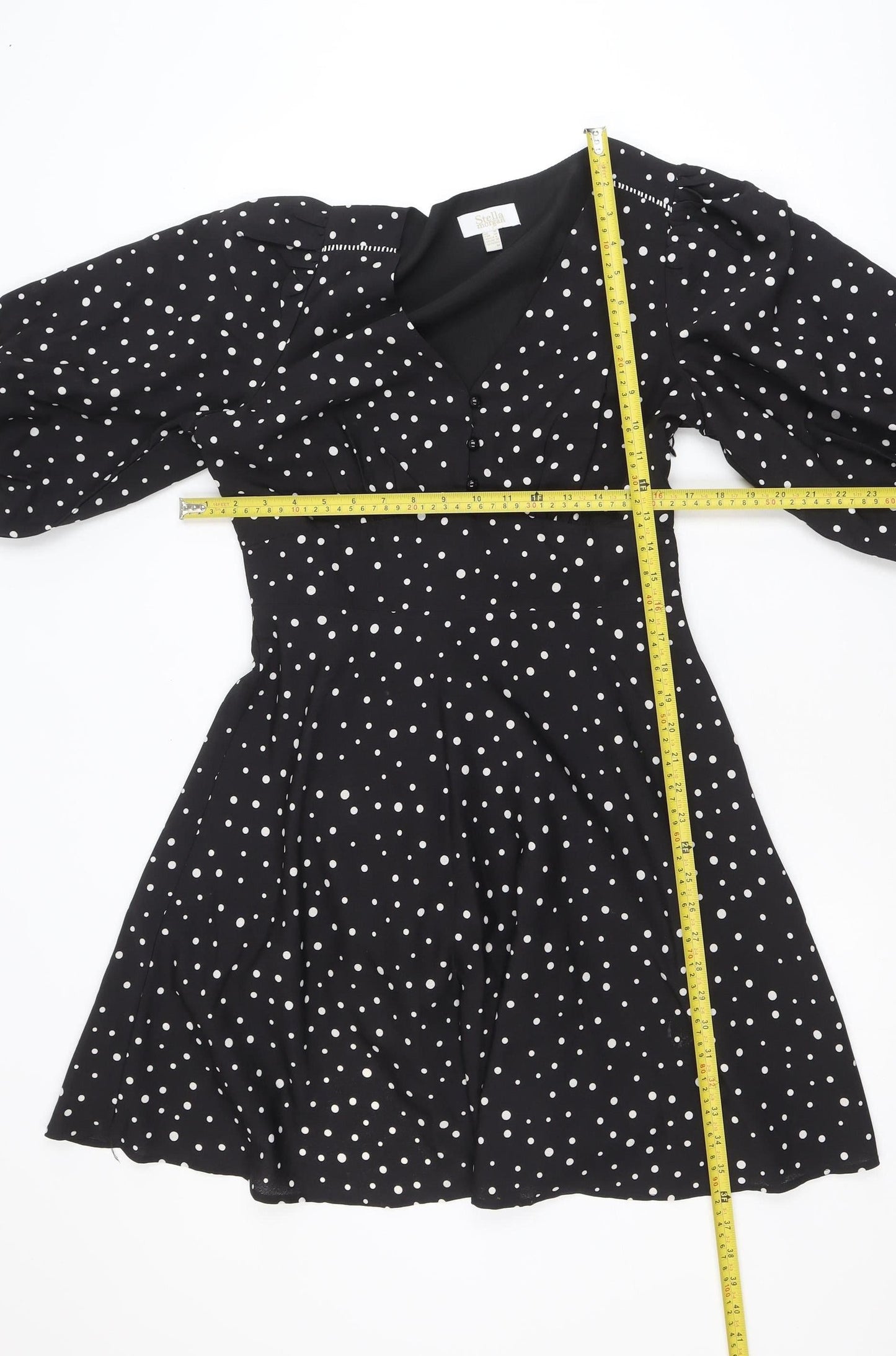 Stella Morgan Women's Black Polka Dot A-Line Dress Size 10
