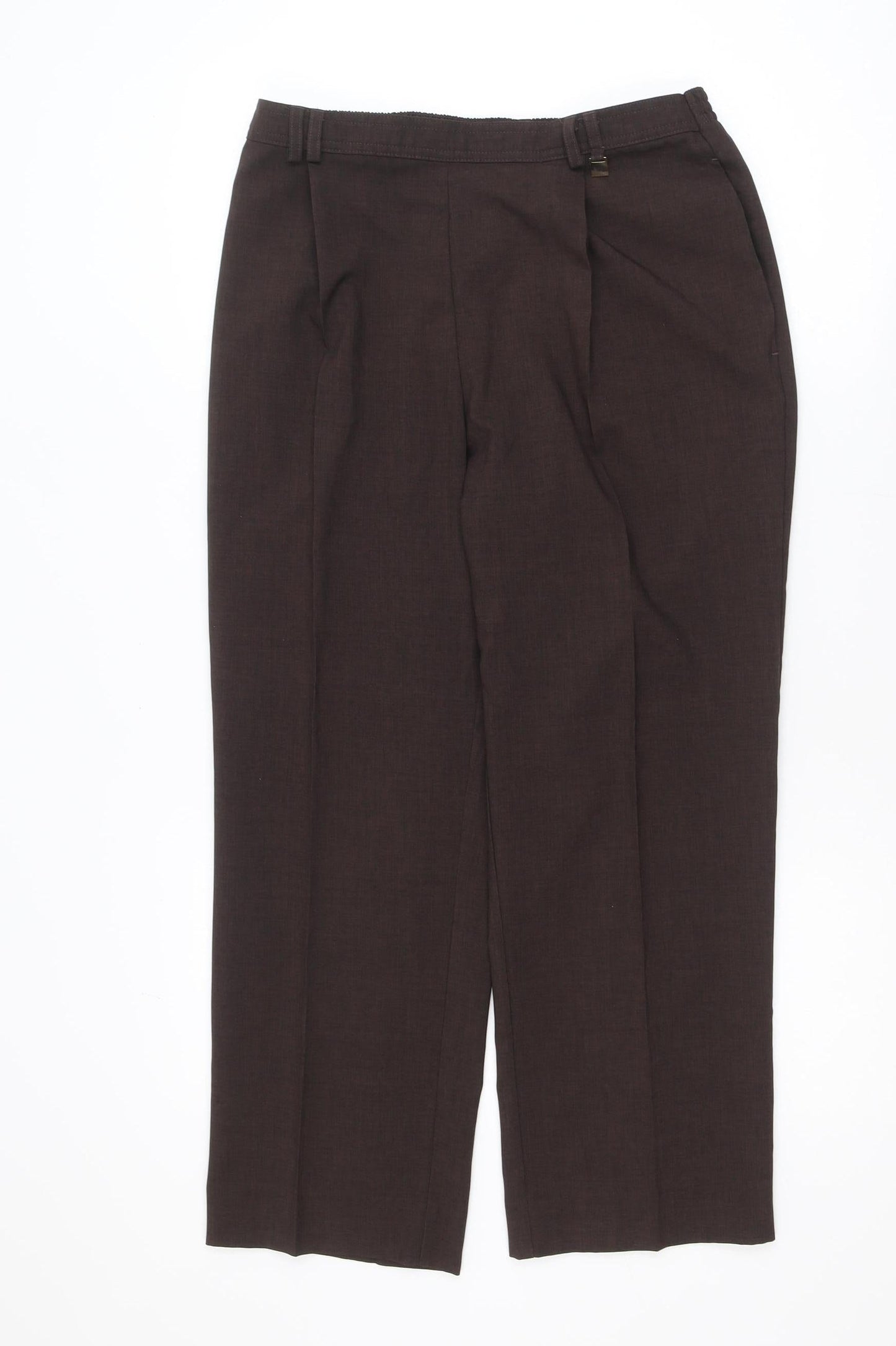 Marks and Spencer Women Brown UK 14 Short Pleated Trousers