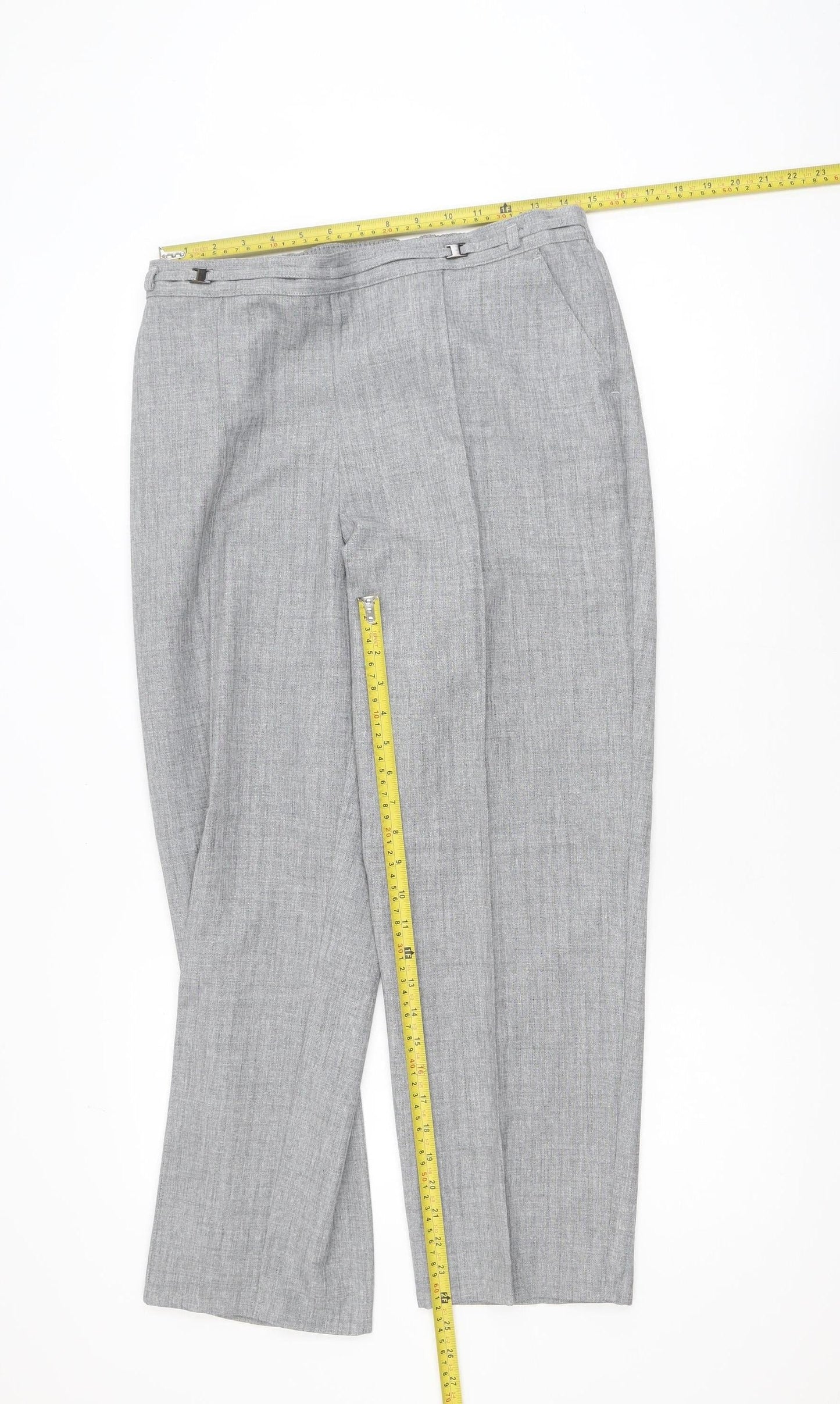Marks and Spencer Women Grey Size 12 Short Dress Pants