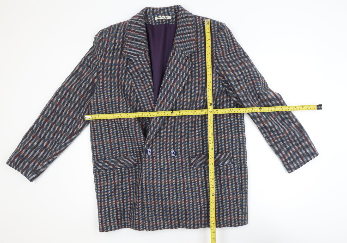 William Lett Women's Multicoloured Wool Double-Breasted Blazer Size 14