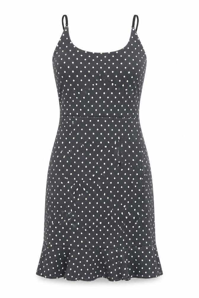 In The Style Women Black Polka Dot Slip Dress Size 8