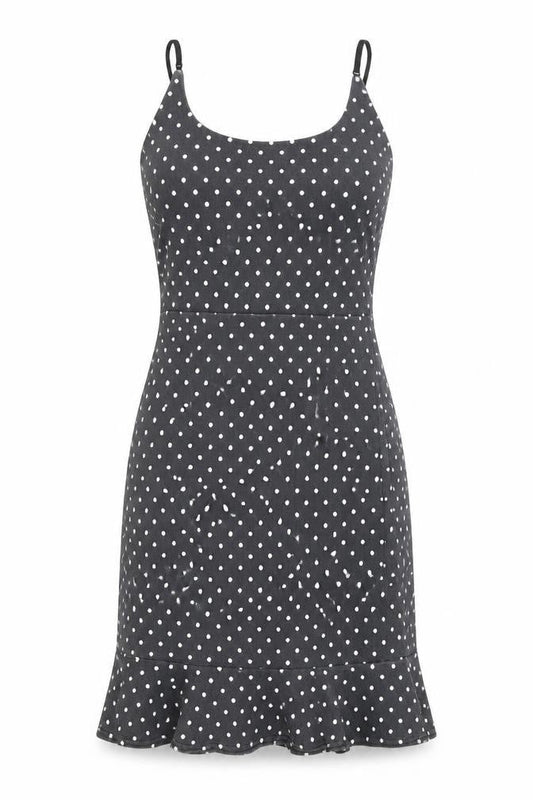 In The Style Women Black Polka Dot Slip Dress Size 8
