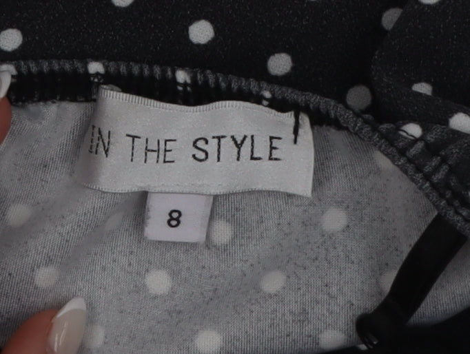 In The Style Women Black Polka Dot Slip Dress Size 8