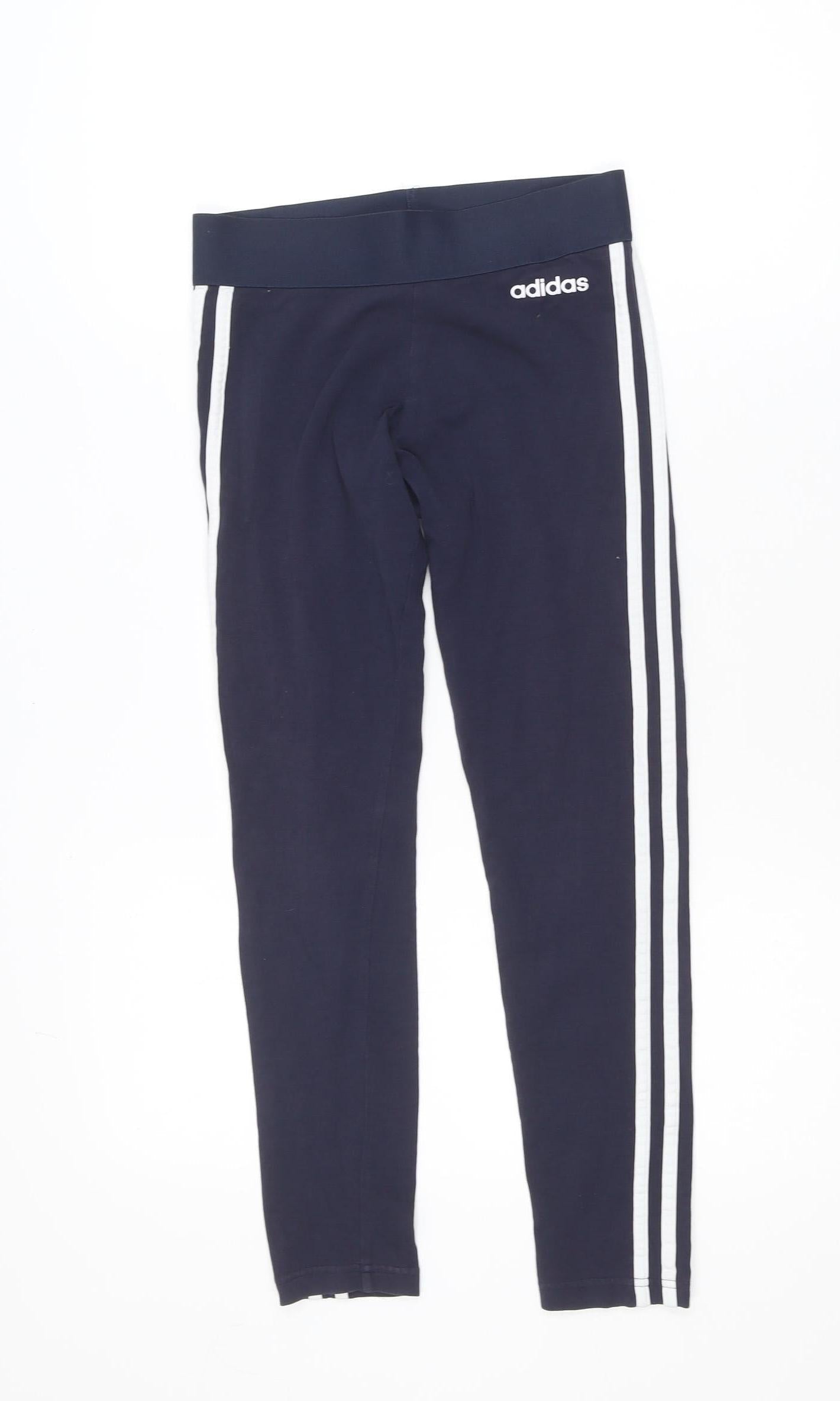 Adidas Womens Blue XS Ankle Leggings Stretch Cotton Athleisure