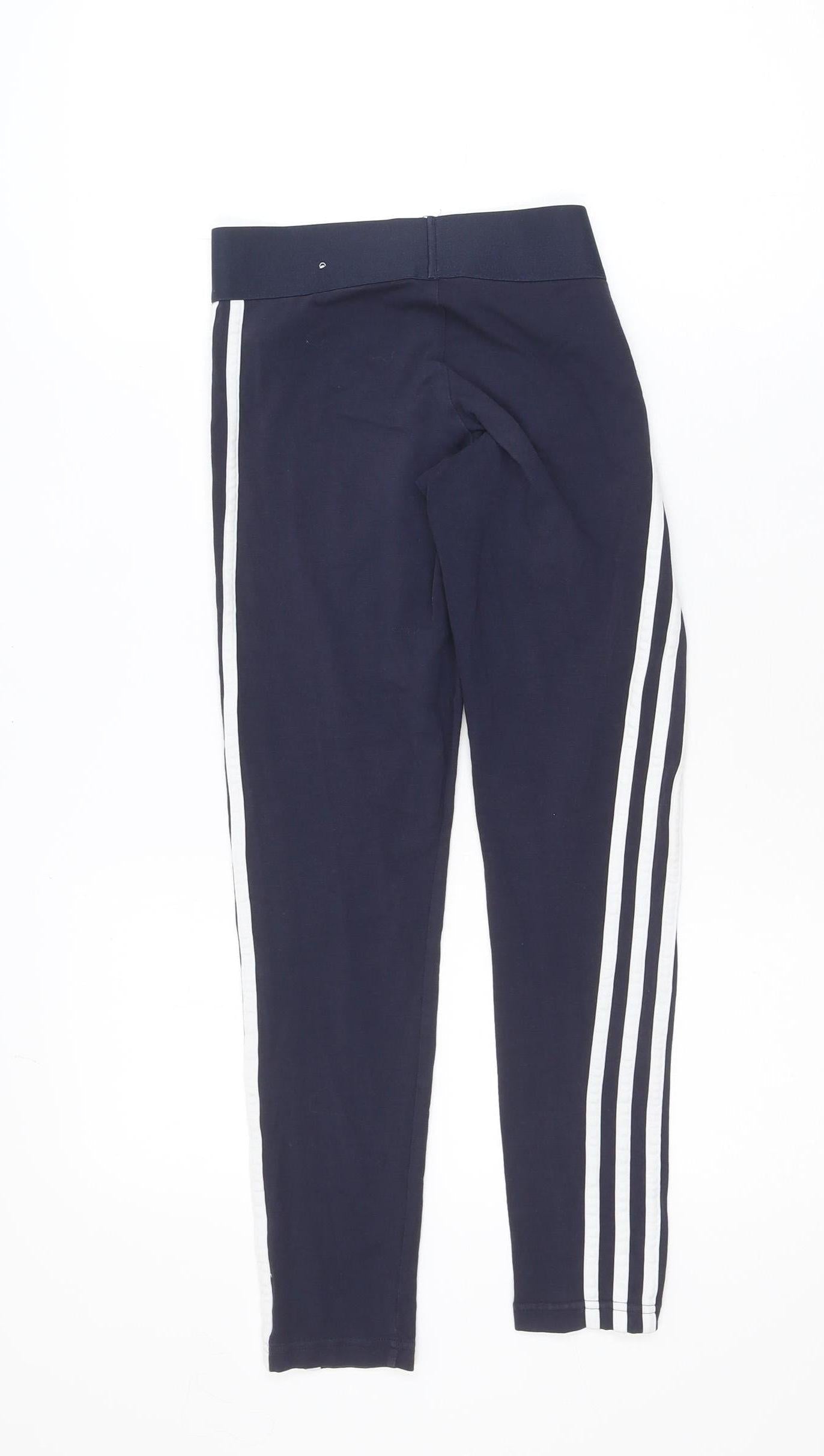 Adidas Womens Blue XS Ankle Leggings Stretch Cotton Athleisure
