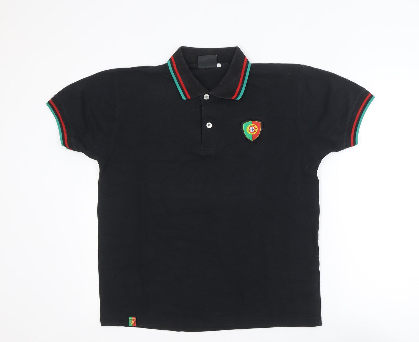 Força Portugal Men's Black Polo Shirt M Short Sleeve Embroidered Logo
