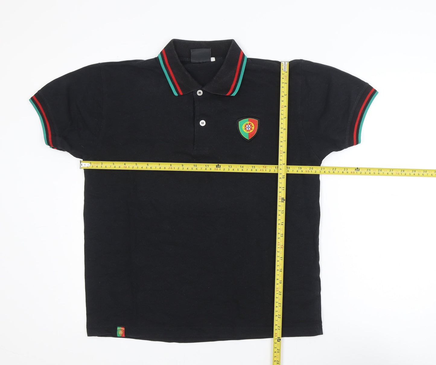 Força Portugal Men's Black Polo Shirt M Short Sleeve Embroidered Logo