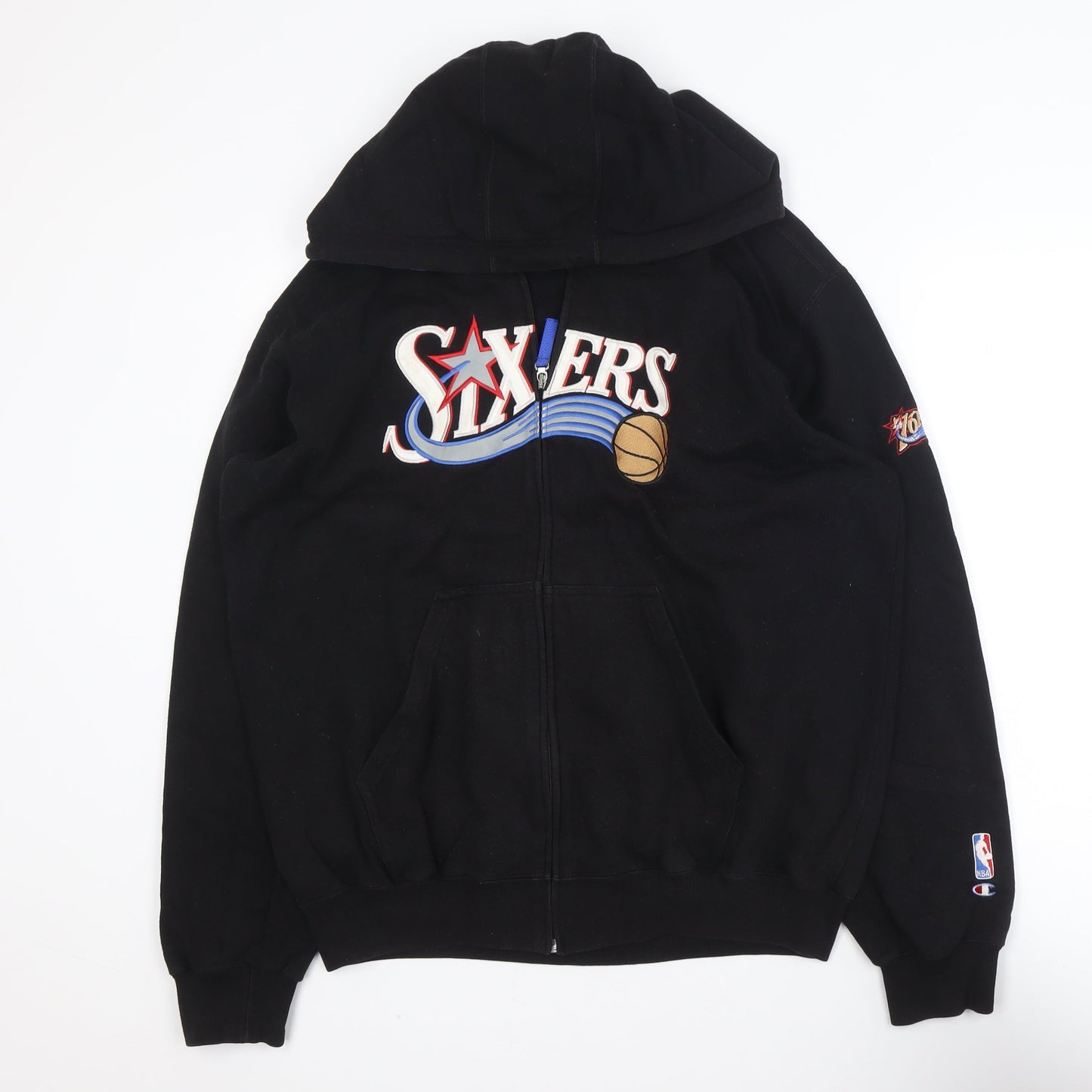 Champion Men's Black XL Sixers Full Zip Hooded Track Jacket