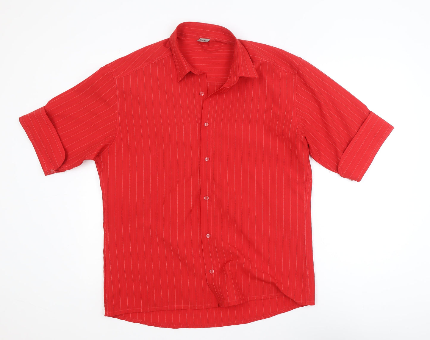 K-Laça Men's Red Short Sleeve Pinstripe Polo Shirt L