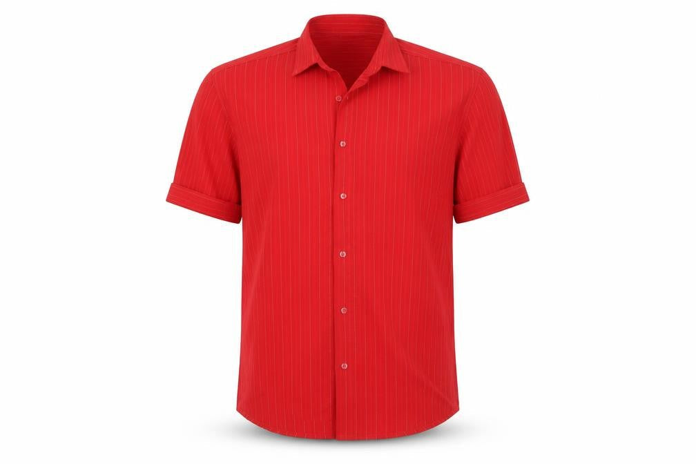 K-Laça Men's Red Short Sleeve Pinstripe Polo Shirt L
