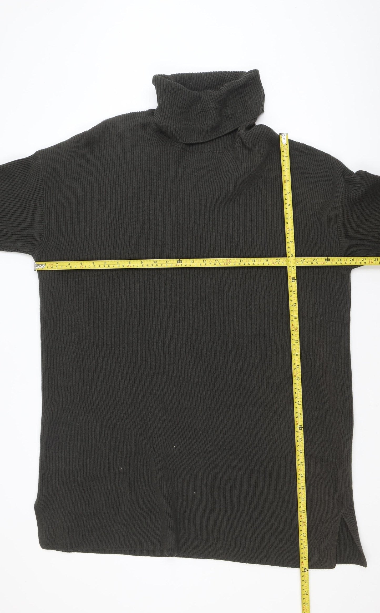 Barbour Women's Black Knit Shift Dress Size 16 Roll Neck Jumper Dress
