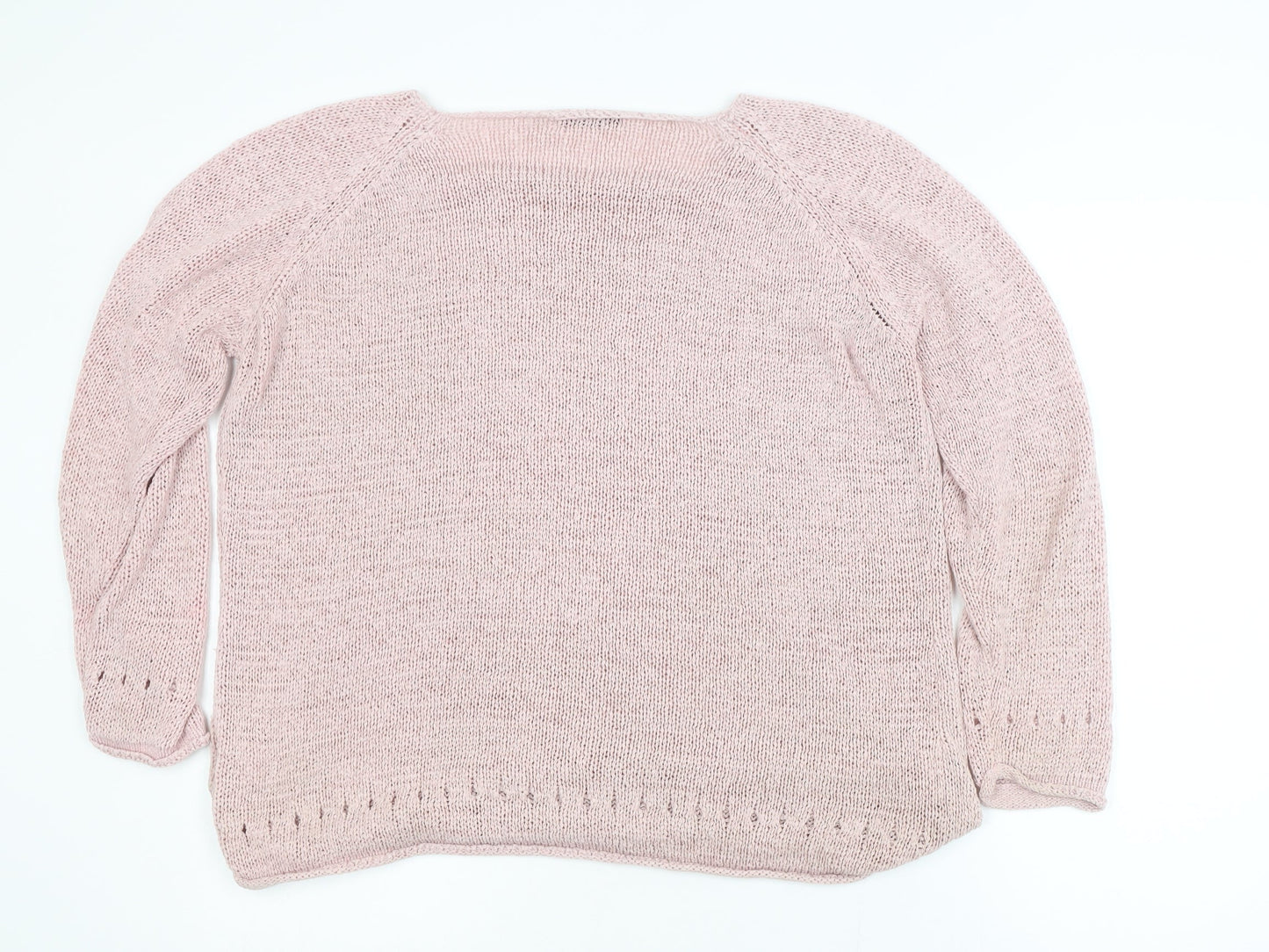 Evie Women's Pink Scoop Neck Plus Size 18 Knit Pullover Jumper