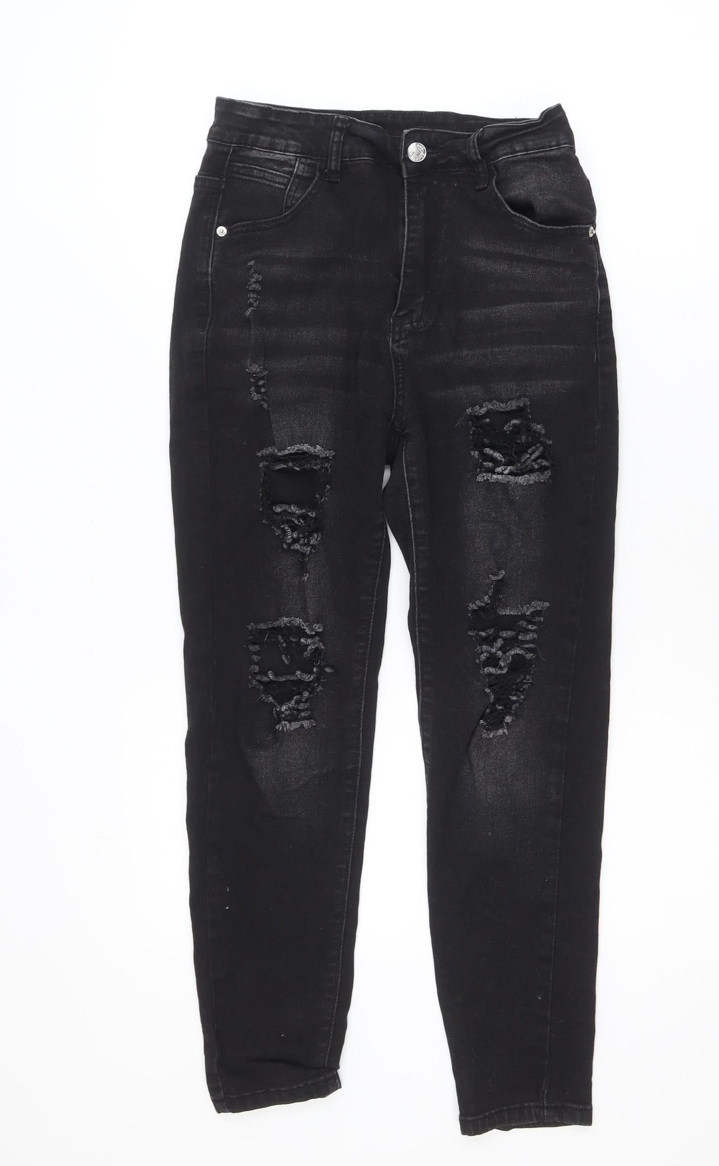 SHEIN Women's Black High Rise Distressed Skinny Jeans Size 10