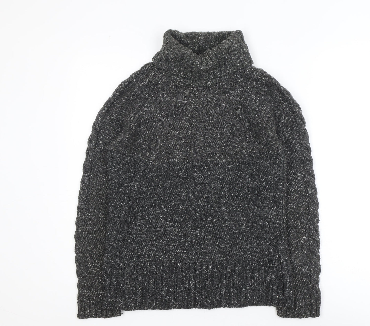 Next Womens Grey Roll Neck Cable Knit Jumper Size 14