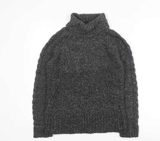 Next Womens Grey Roll Neck Cable Knit Jumper Size 14