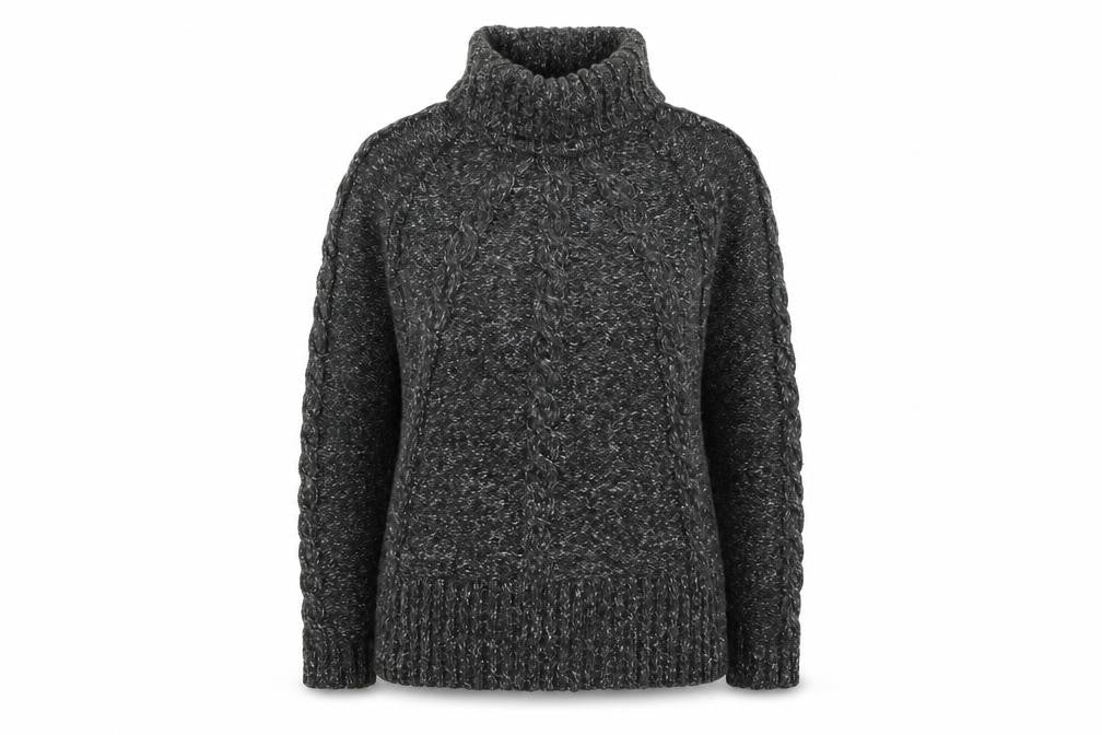 Next Womens Grey Roll Neck Cable Knit Jumper Size 14