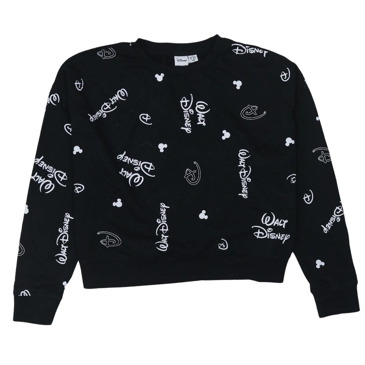 Disney Women Black Walt Disney Logo Print Pullover Sweatshirt Size M