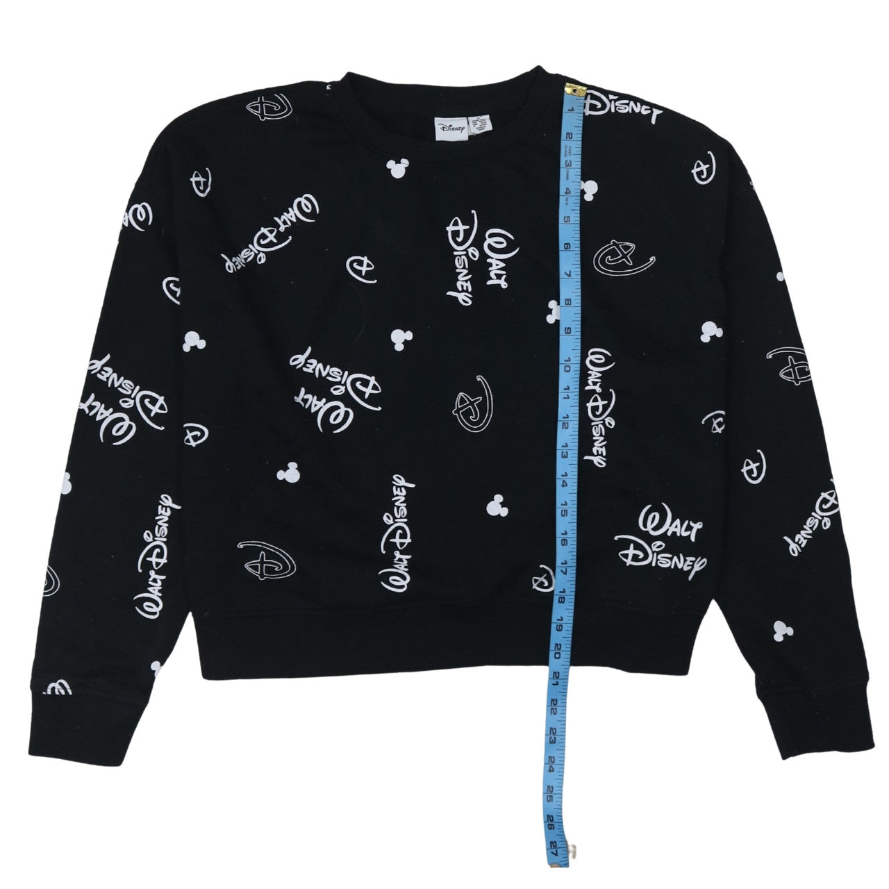 Disney Women Black Walt Disney Logo Print Pullover Sweatshirt Size M