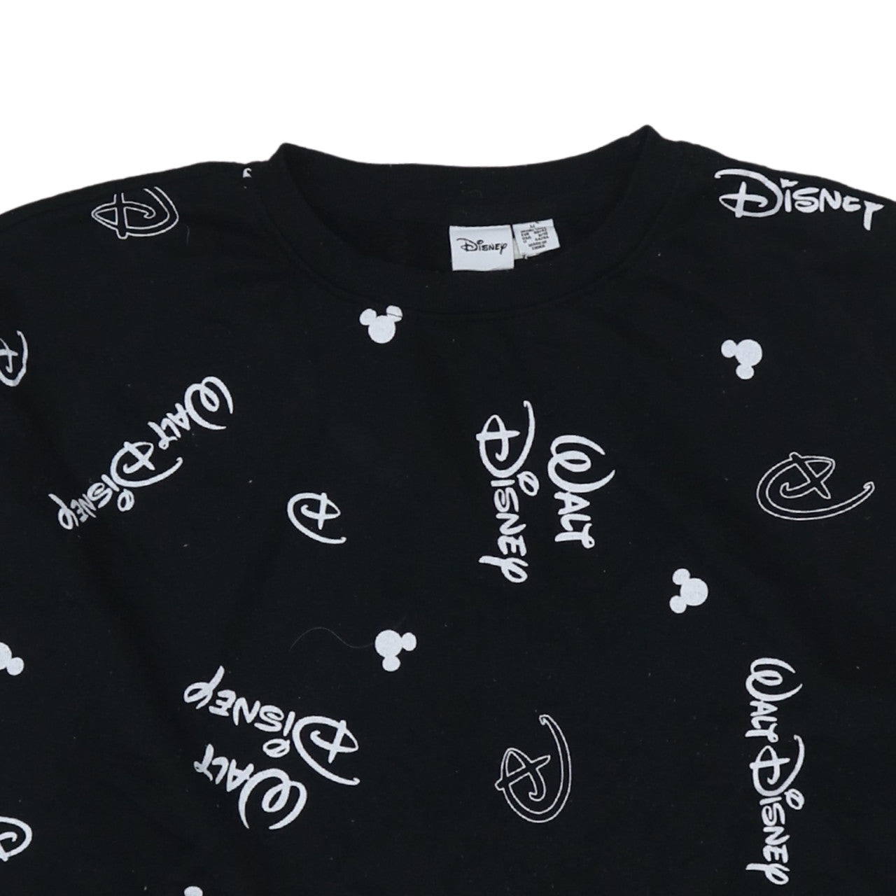 Disney Women Black Walt Disney Logo Print Pullover Sweatshirt Size M