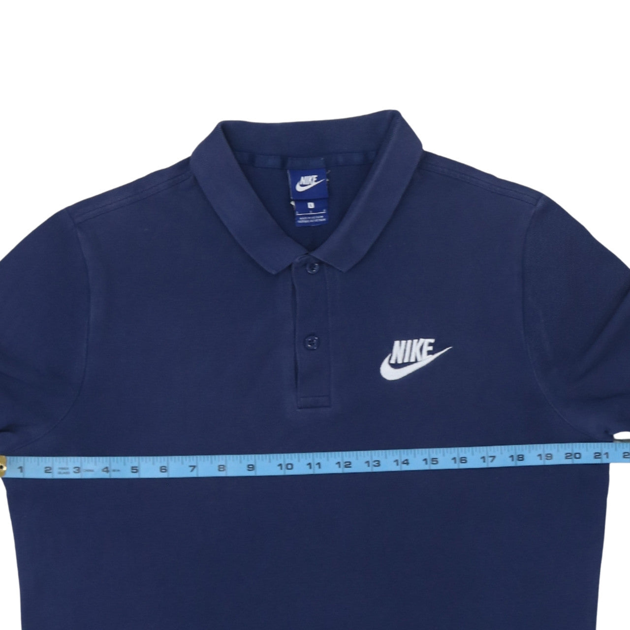 Nike Men's Blue Cotton Polo Shirt Size L Short Sleeve Sports Top