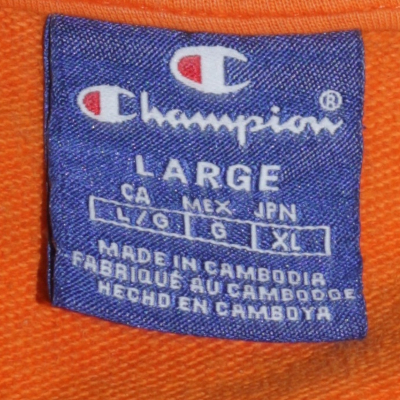 Champion Men's Orange Logo Pullover Sweatshirt Size L