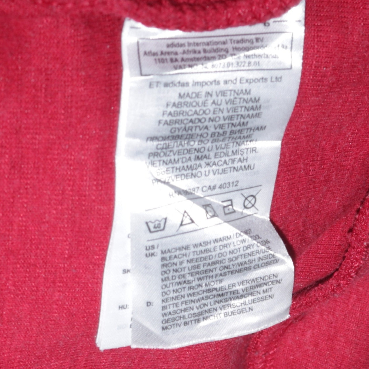 Adidas Men's Red Full Zip Hoodie Medium Rugby Sportswear