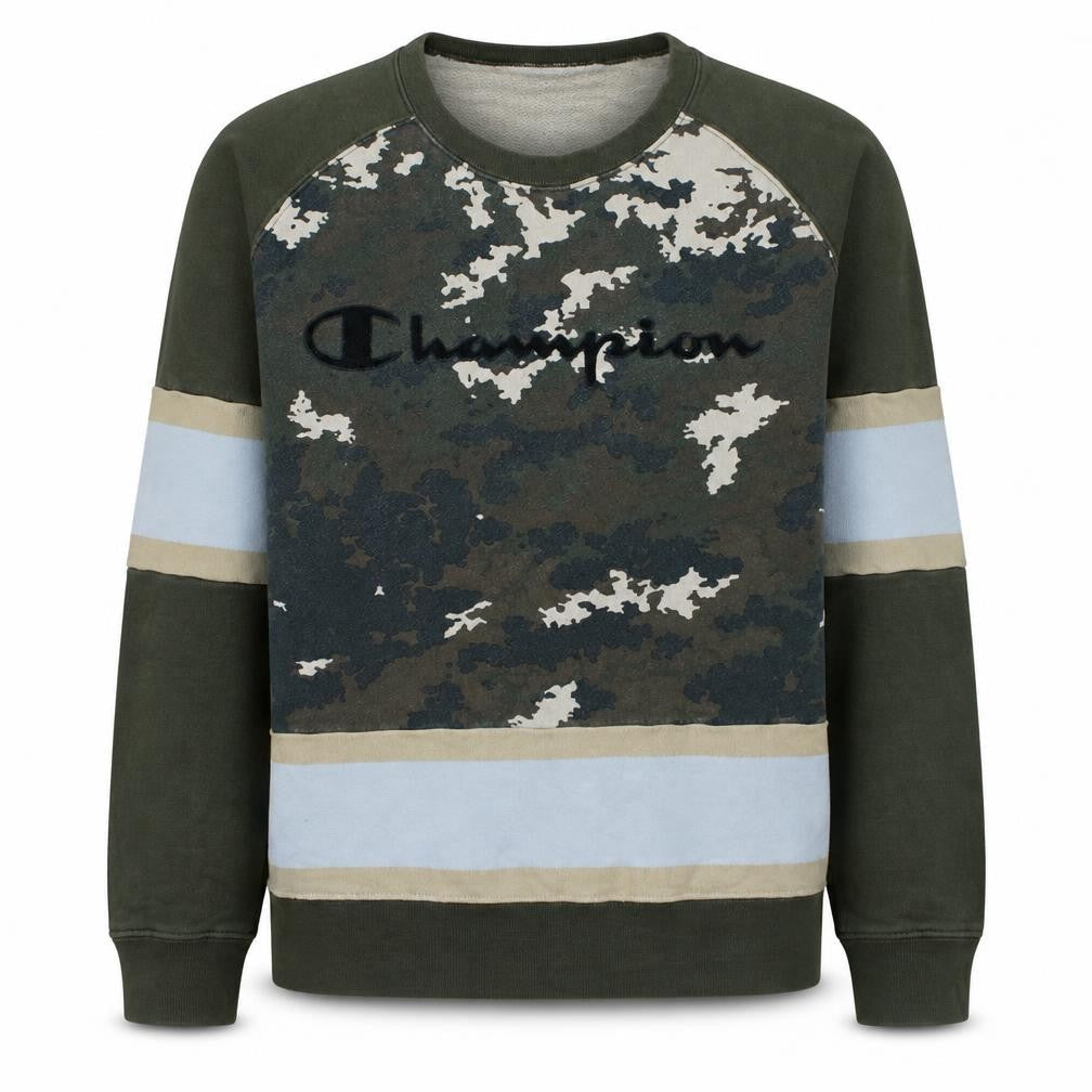 Champion Men's Green Camouflage Crew Neck Pullover Sweatshirt M