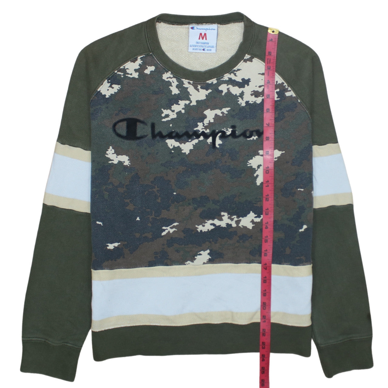 Champion Men's Green Camouflage Crew Neck Pullover Sweatshirt M