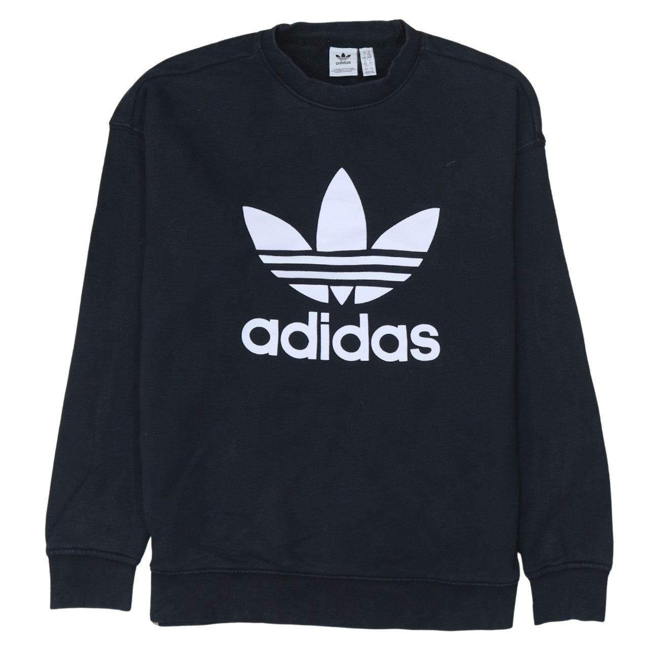 Adidas Womens Black Crew Neck Pullover Sweatshirt UK 14 Graphic Logo