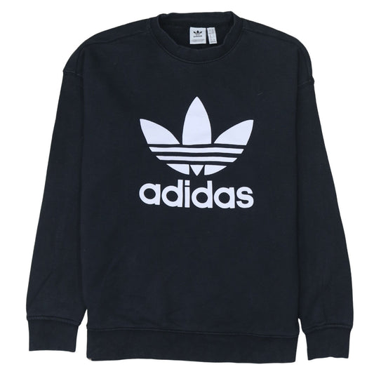 Adidas Womens Black Crew Neck Pullover Sweatshirt UK 14 Graphic Logo